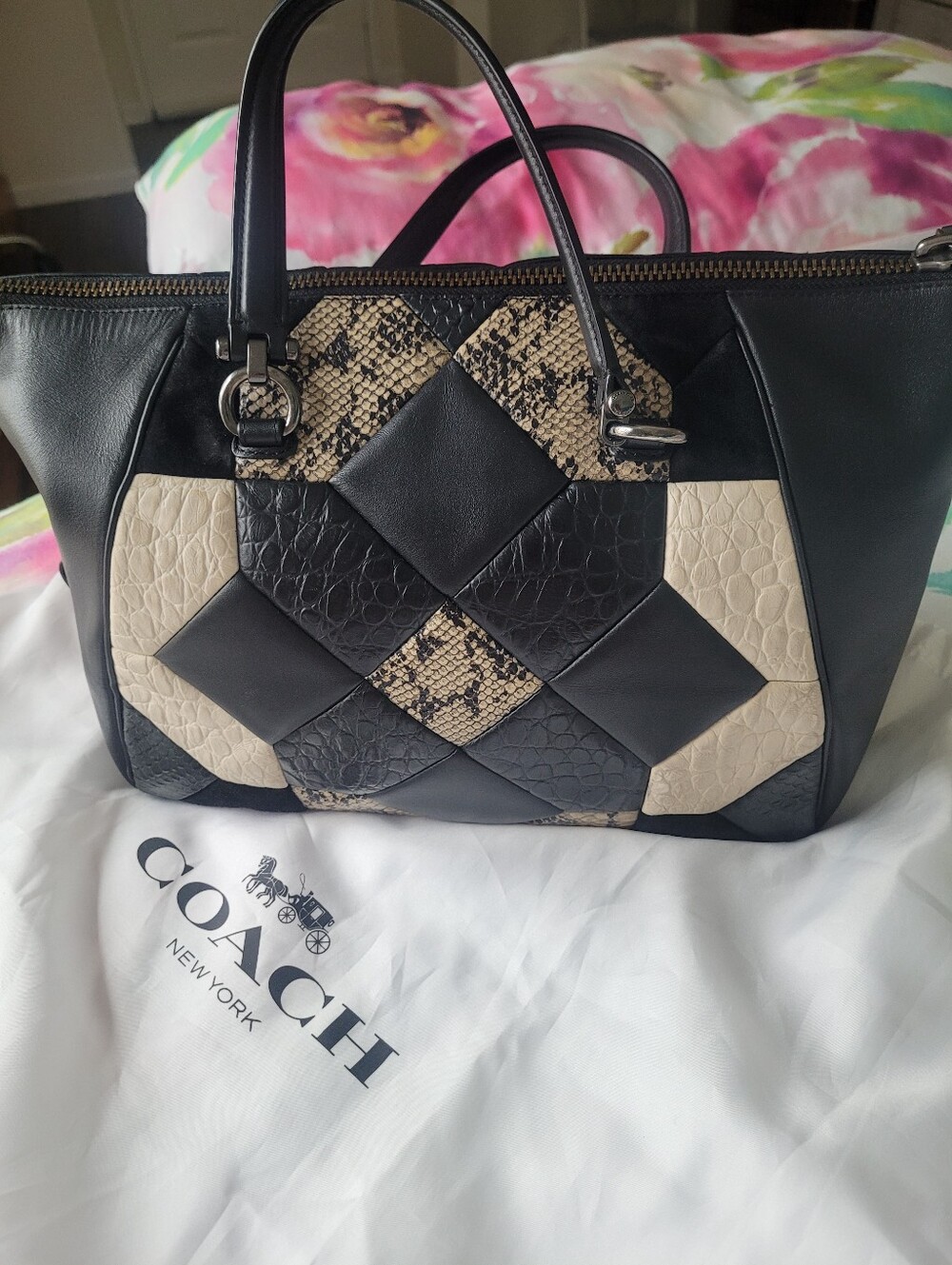 Coach Purse, Vintage. "Canyon Quilt Primrose" In  embossed leather